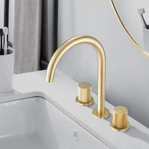 8 in. Widespread Double Handle Bathroom Faucet in Brushed Gold