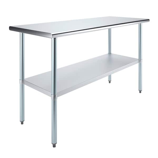 AMGOOD 24 in. x 60 in. Silver NSF Stainless Steel Kitchen Utility Table with Undershelf