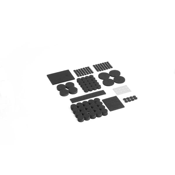 SUPER SLIDERS Assorted Black Heavy-Duty Bumpers and Felt Pads (210-Pack)