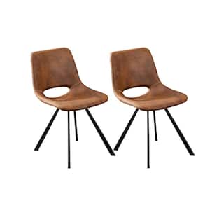 Clermont Brown Synthetic Leather Midcentury Dining Accent Chair (Set of 2)