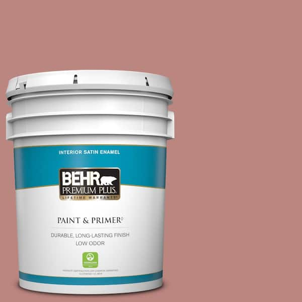 BEHR PREMIUM PLUS 5 gal. #S150-4 Red Clover Satin Enamel Low Odor Interior Paint & Primer