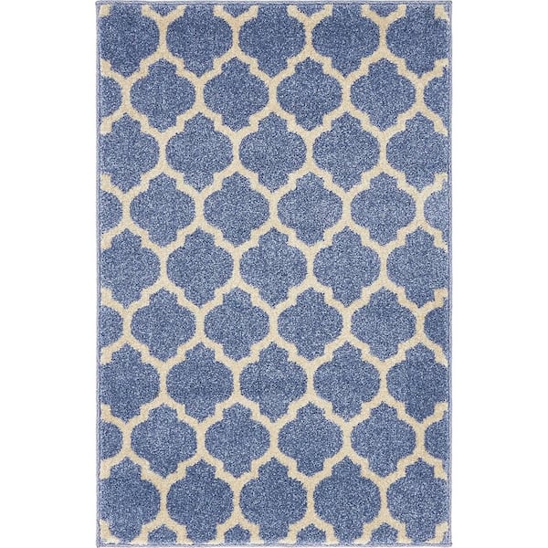 Unique Loom Trellis Philadelphia Light Blue/Beige 2' 2 x 3' 0 Area Rug