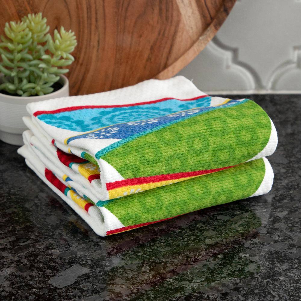 Colorful Cotton Dual-Purpose Kitchen Dish Towel Set, 2-Pack
