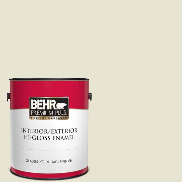BEHR PREMIUM PLUS 1 gal. #73 Off White Hi-Gloss Enamel Interior/Exterior Paint