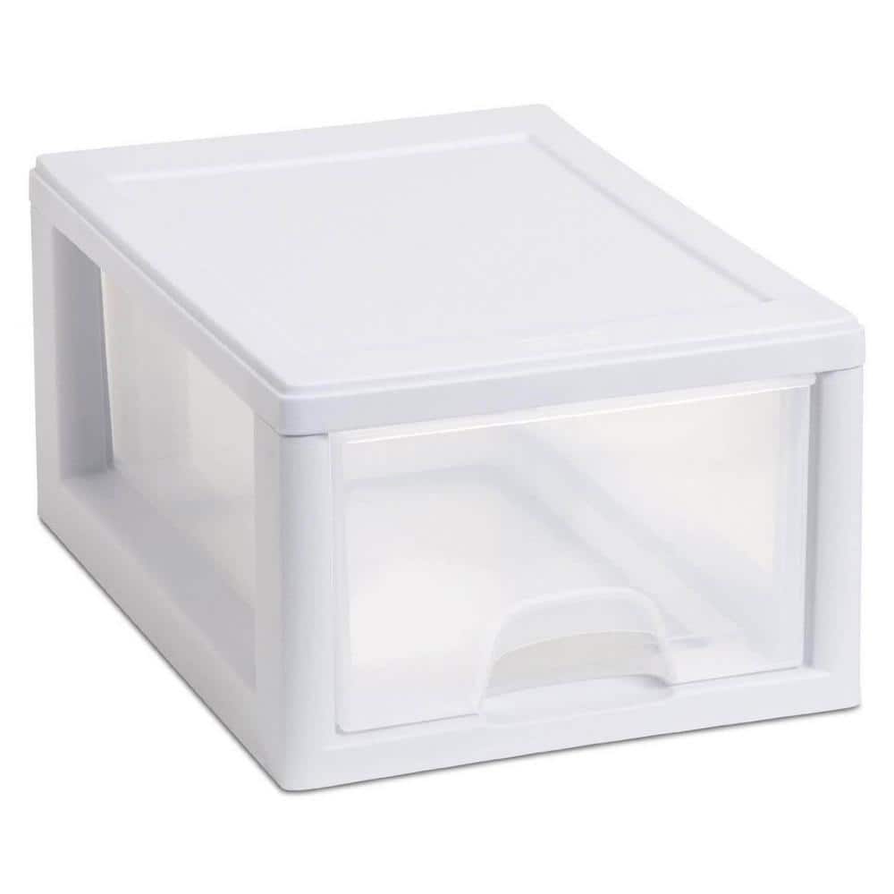 Stackable Small Drawer White Frame and See-Through (18-Pack)