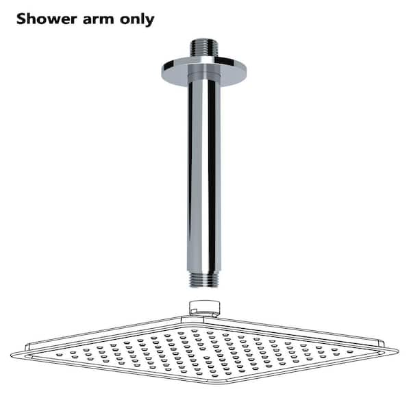 6 in. Ceiling Mount Square Shower Arm, Chrome