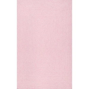 Lefebvre Casual Braided Pink 3 ft. x 5 ft. Indoor/Outdoor Patio Area Rug