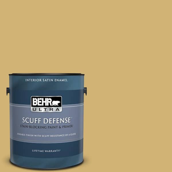 BEHR ULTRA 1 gal. #M320-5 Dried Chamomile Extra Durable Satin Enamel Interior Paint & Primer