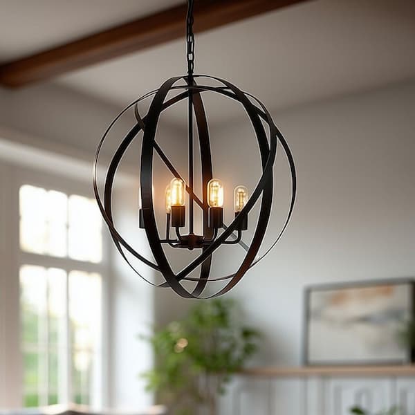 Tira 6-Light Matte Black Orb Chandelier