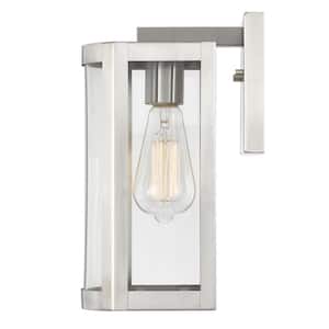 Esplanade 11 in. 1-Light Polished Stainless-Steel Outdoor Wall Sconce Lamp