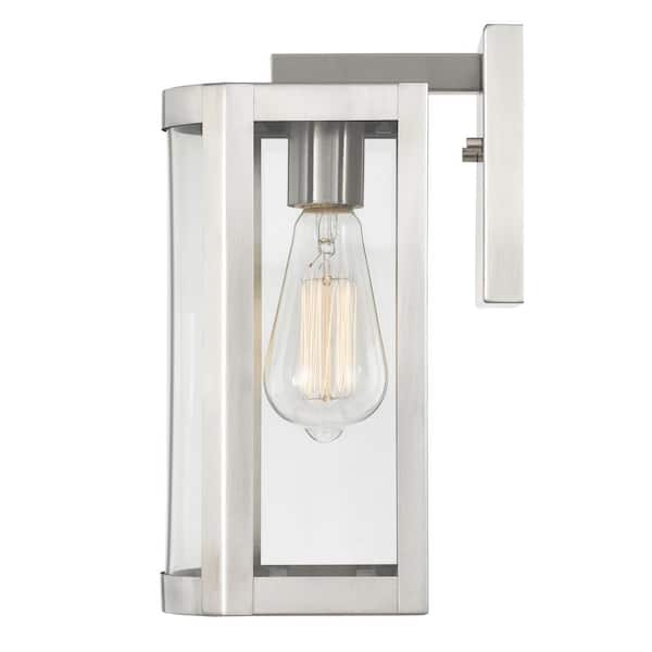 Worldwide Lighting Esplanade 11 in. 1-Light Polished Stainless-Steel Outdoor Wall Sconce Lamp