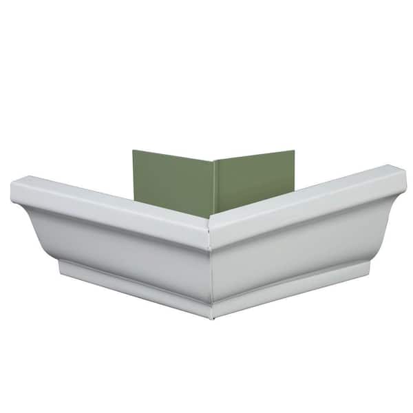 DISCOUNTINUED 5 in. White Galvanized Steel Outside Gutter Miter