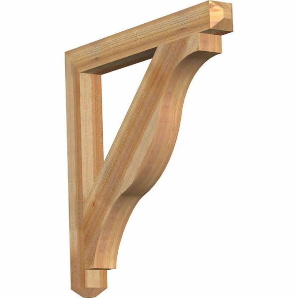Ekena Millwork 4 in. x 38 in. x 38 in. Western Red Cedar Funston Craftsman Rough Sawn Bracket