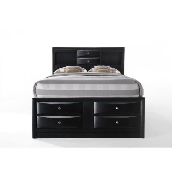 Furniture of America Demartin Black Wood Frame King Platform Bed with  Storage IDF-7223BK-EK - The Home Depot