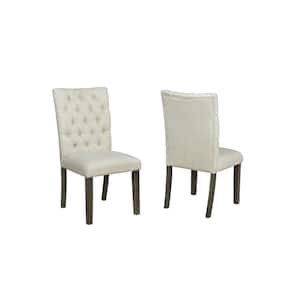 Ricky 2pc Beige Linen Fabric Dining Chairs