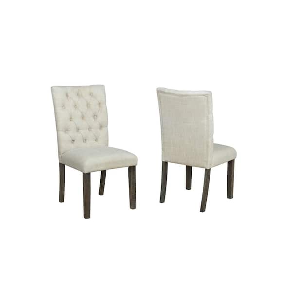 Best Quality Furniture Ricky 2pc Beige Linen Fabric Dining Chairs