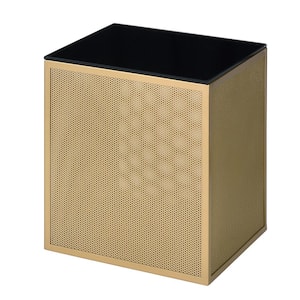 Hydes 15.75 in. Gold Coating Square Glass Top Side Table