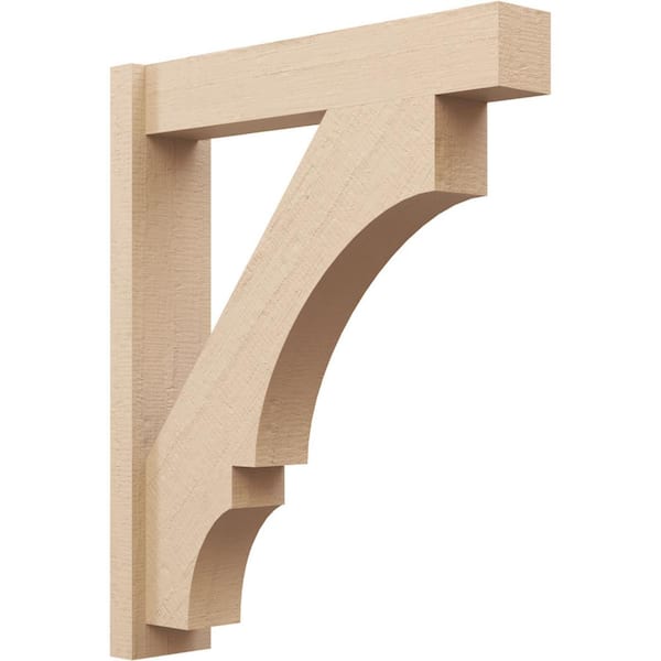 Ekena Millwork 6 in. x 34 in. x 28 in. Balboa Block Rough Cedar Woodgrain Timberthane Polyurethane Outlooker, Primed Tan