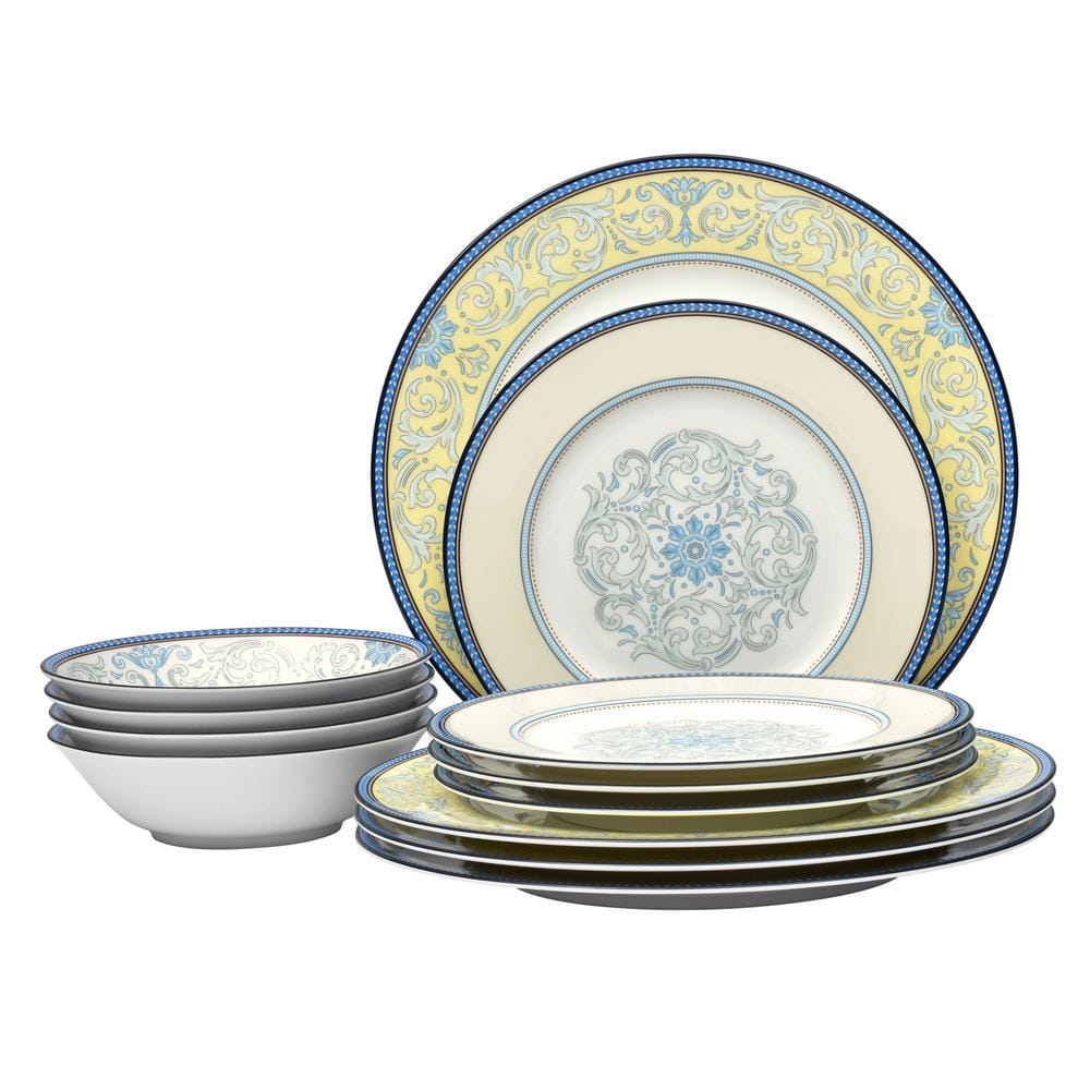 Noritake Menorca Palace 12-Piece (Blue/Yellow) Bone China