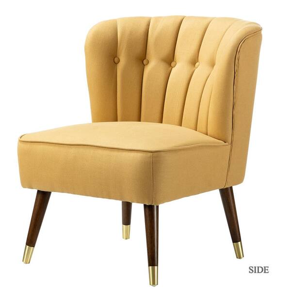 JAYDEN CREATION Nathan Yellow Tufted Side Chair