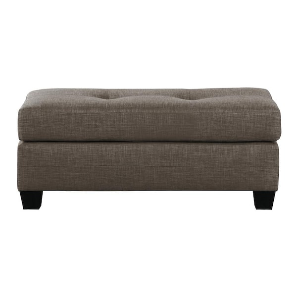 EVERGLADE HOME Charley Brown Textured Fabric Upholstery Ottoman