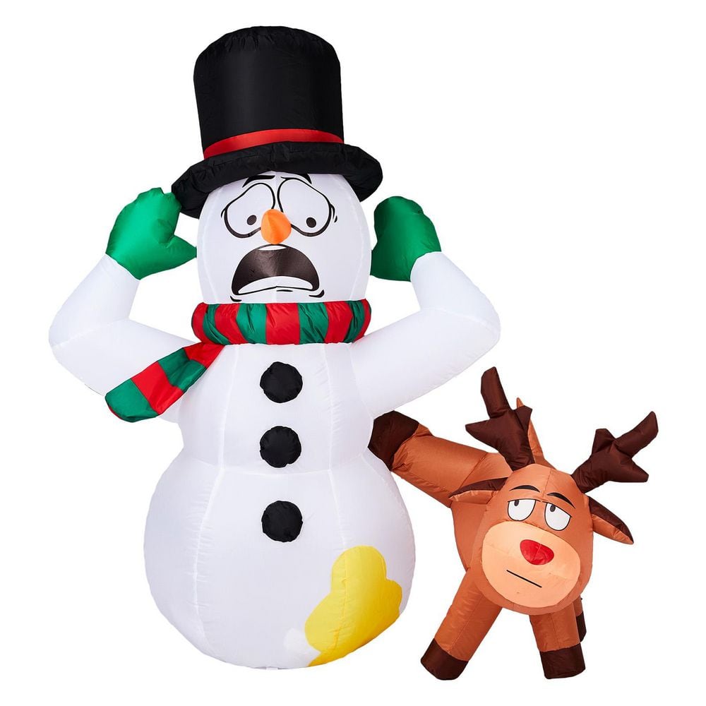 3.5 ft. Pre-lit Hilarious Frightened Snowman & Reindeer Christmas Inflatable Outdoor Decoration price history on PriceWatchPro