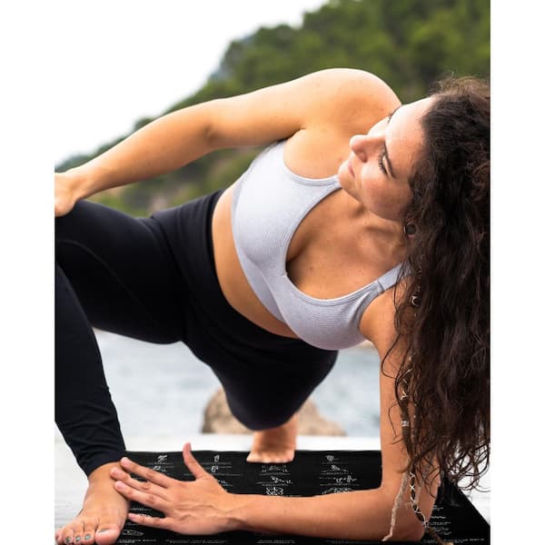 Anqtovp 68 ft. Gray Non-Toxic Instructional Yoga Mat with 75