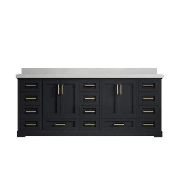 Willow Collections Boston 84 in. W x 22 in. D x 36 in. H Double Sink Bath Vanity in Wrought Iron with 2 in. Carrara qt. Top