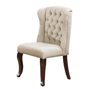 Juanita 2pc Chairs Beige Linen Fabric