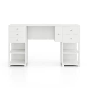 Alcoa White Vanity Table with Multiple Storage 36.25 in. H x 62.25 in. W x 17 in. D