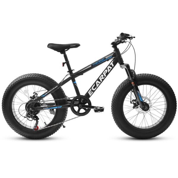 Huluwat 20 in. Adult/Youth High-Carbon Steel Frame Mountain Trail Bike, 7 Speed, Dual Disc Brake, Front Suspension, Fat Tire