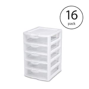 7.25 in. x 11 in. Clearview Small 5-Drawer Desktop Storage Unit, White (16-Pack)