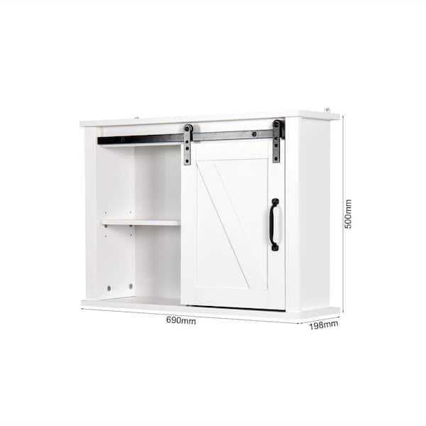 FAMYYT 27 in. W x 19.7 in. H Rectangular White Surface Mount Medicine Cabinet without Mirror with Adjustable Shelves