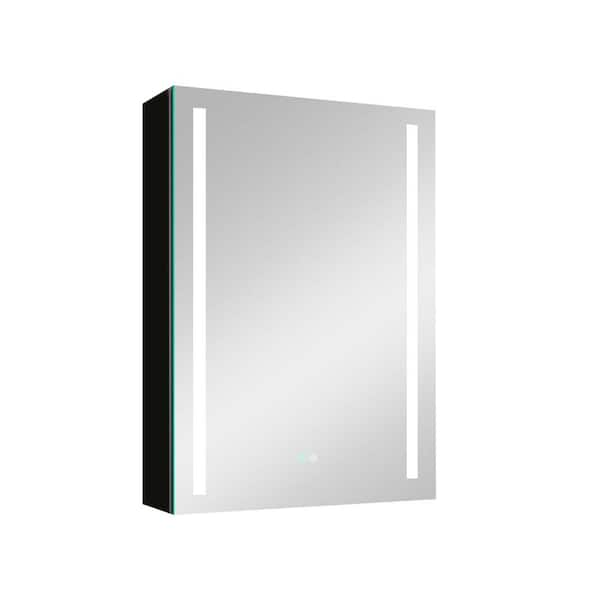 Cesicia 20 in. W x 30 in. H Rectangular Black Aluminum Surface Mount Bathroom Medicine Cabinet with Mirror Left Open Door