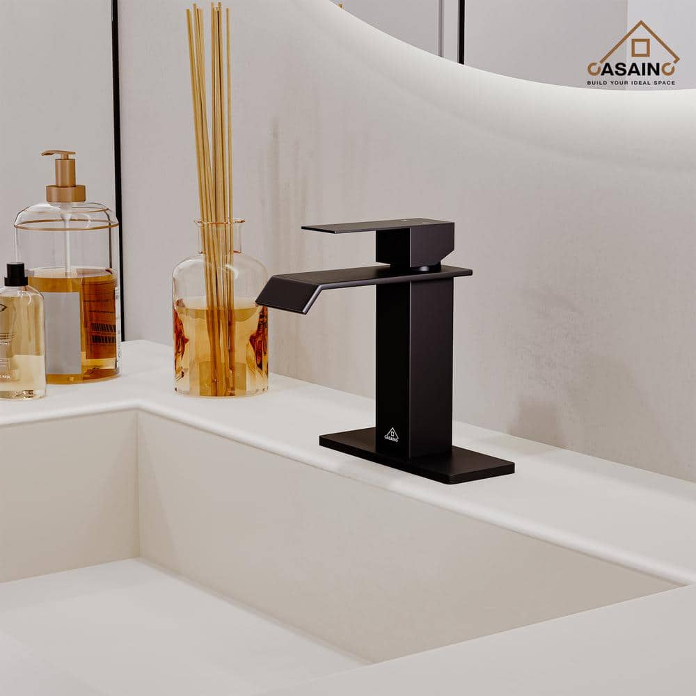 Matte Black Stainless Steel Single Handle Bathroom Faucet