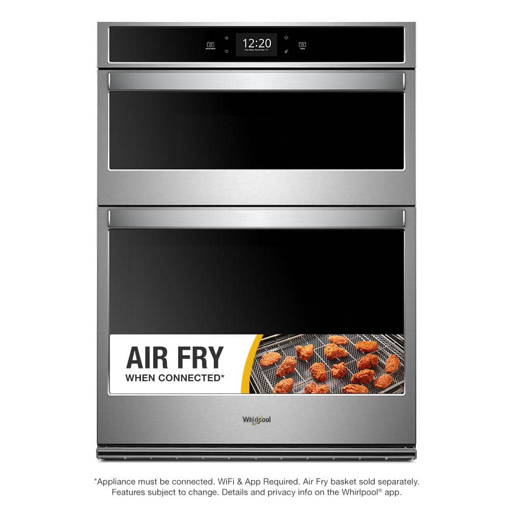 Whirlpool 27 in. Electric Smart Convection Wall Oven with Touchscreen and Air Fry, When Connection in Stainless Steel, Silver