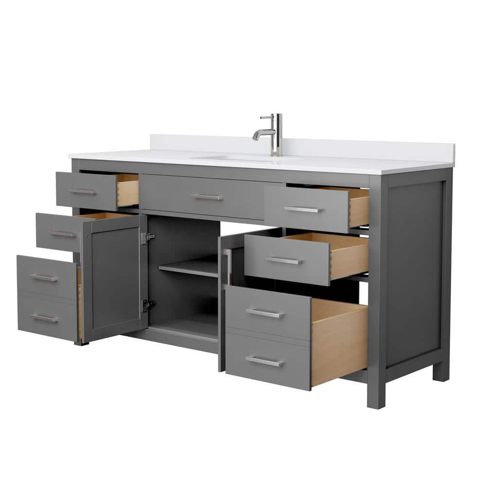 Beckett 66" Gray Freestanding Single Bathroom Vanity with Cultured Marble Top