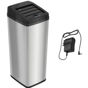 14 Gallon Sliding Lid Touchless Sensor Trash Can with AbsorbX Odor Control System, Stainless Steel, for Kitchen, Office