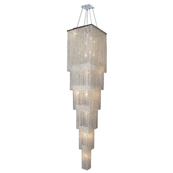 Worldwide Lighting Prism Collection 21-Light Polished Chrome and Crystal 6-Tier Chandelier