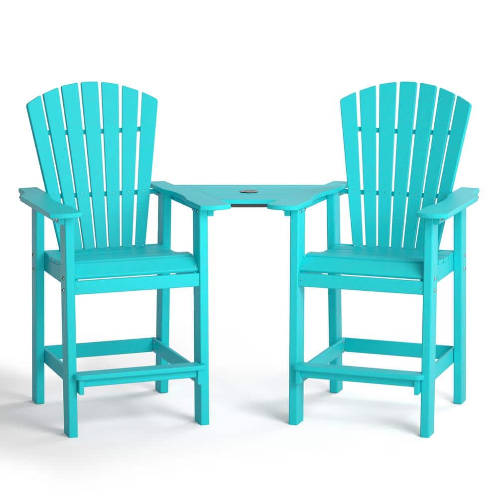 Modern Blue Plastic Adirondack Outdoor Bar Stool (2-Pack)
