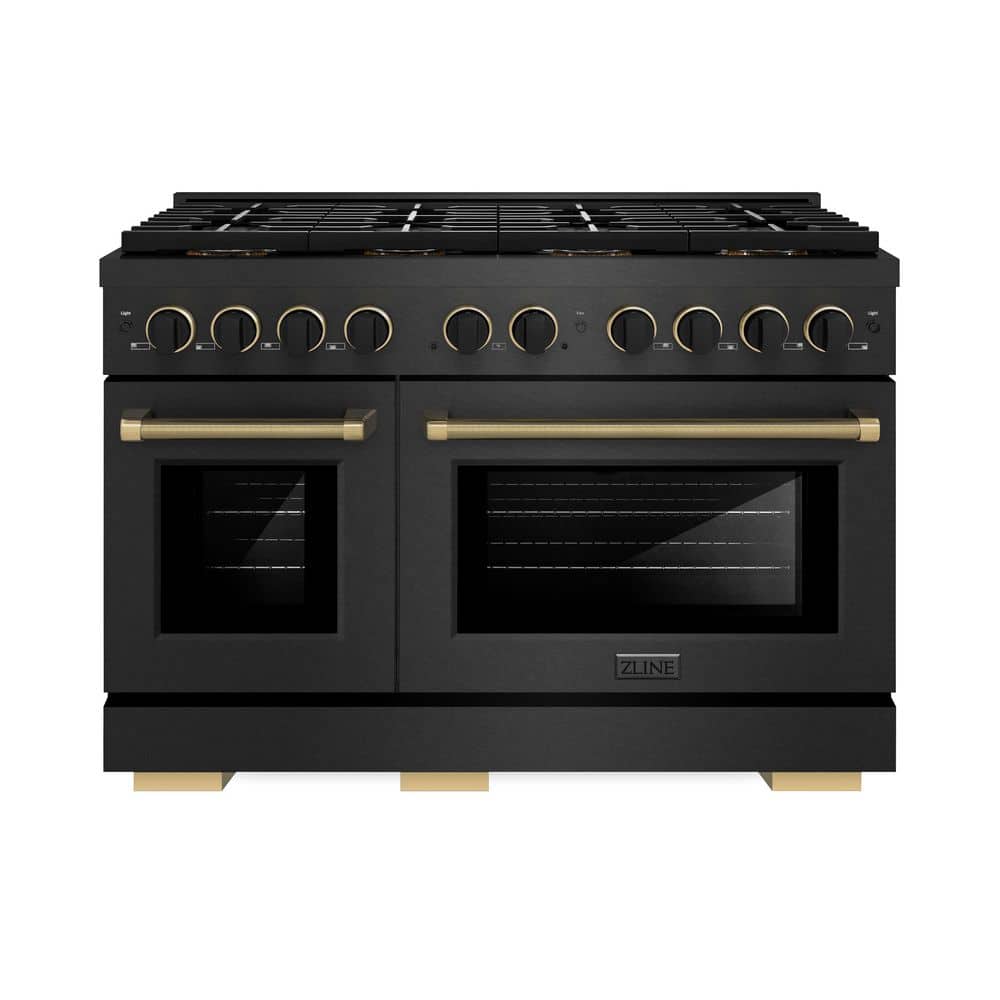 Autograph 48 in. 6.7 cu. ft. Paramount Gas Range with 8 Burner DuoPro Cooktop in Black Satin and Gold Accents price history on PriceWatchPro