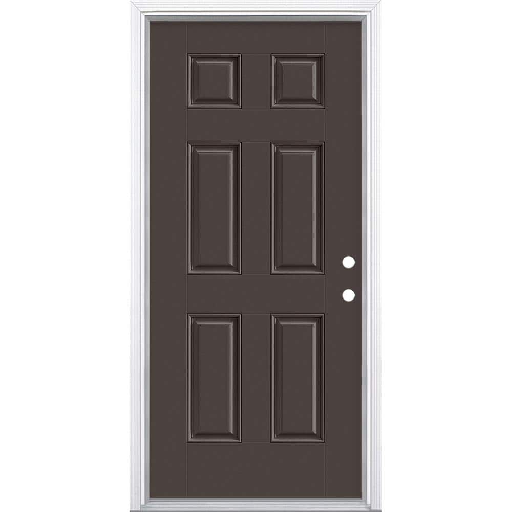 36 in. x 80 in. 6-Panel Willow Wood Left Hand Inswing Painted Smooth Fiberglass Prehung Front Door with Brickmold price history on PriceWatchPro