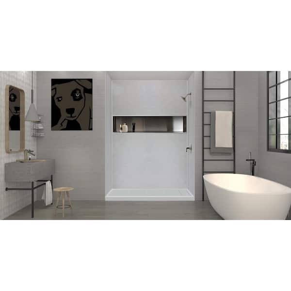 Linear 32 in. x 48 in. Single Threshold Shower Base in Grey