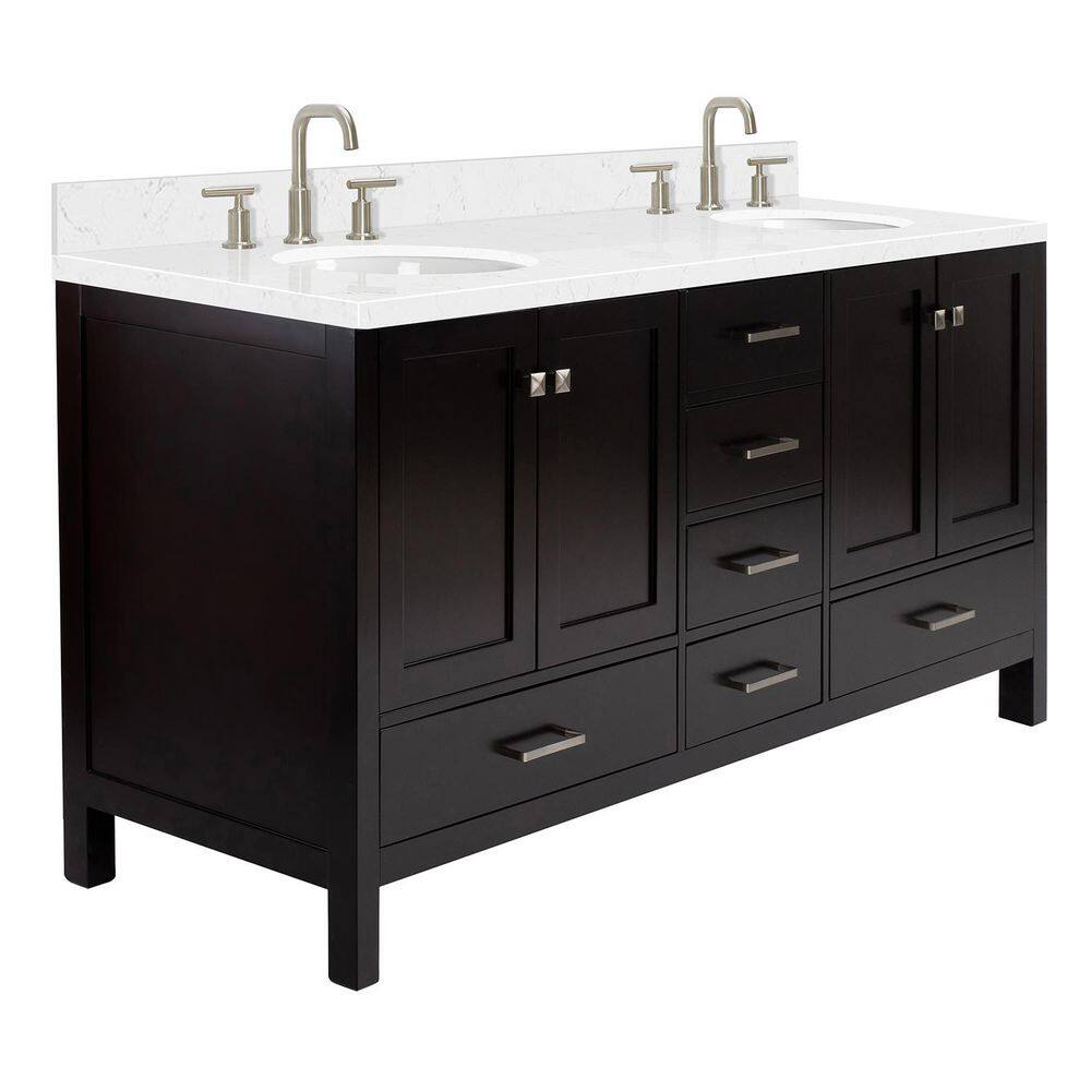 Espresso 72" Double Basin Freestanding Vanity with Quartz Top