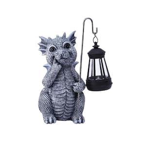 Gray Resin Solar Dragon Garden Statue