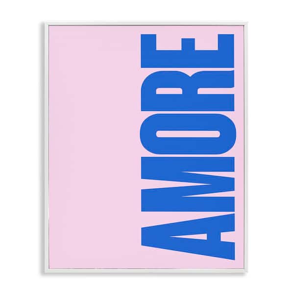 Stupell Industries Blue and Pink Amor by House of Lulu White Framed Typography Giclee Art Print 20 in. x 16 in.