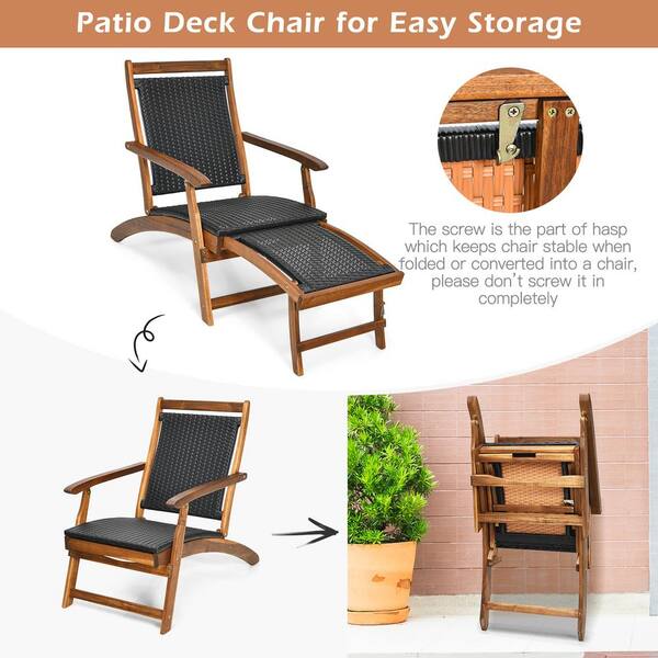 Liviza Patio Rattan Folding Lounge Chair OUS67681 - The Home