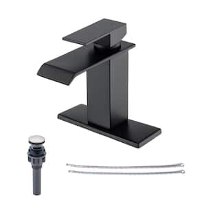 4 in. Center set Single Handle Bathroom Faucet with Drain Kit Included in Matte Black