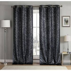Black Thermal Grommet Blackout Curtain - 38 in. W x 84 in. L