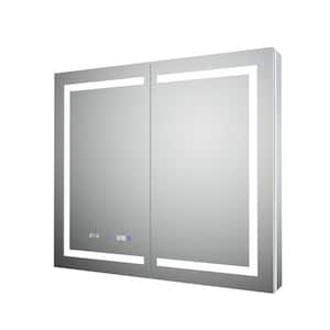 42 in. W x 36 in. H Rectangular Aluminum Medicine Cabinet with Mirrored Door, 10X Magnifier